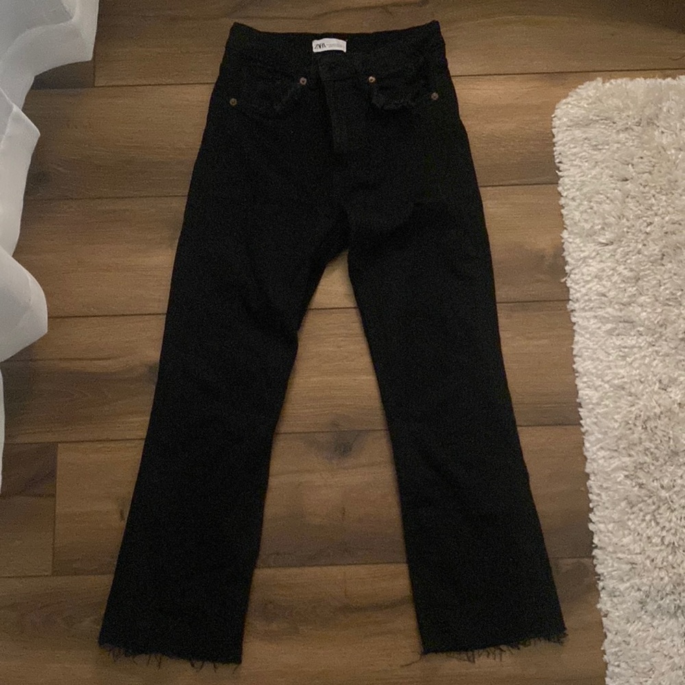Black cropped flare jeans